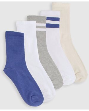 Boohoo Striped Sports Socks 5 Pack - Blue