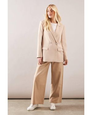 Wallis Petite Double Breasted Button Detail Blazer - Natural