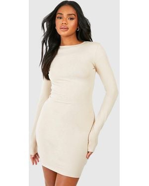 Boohoo Premium Super Soft Long Sleeve Mini Dress - White