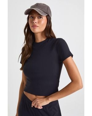 Boohoo Ultra Soft Short Sleeve Fitted Top - Blue