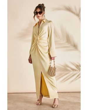 Coast Collared Satin Maxi Dress - Natural