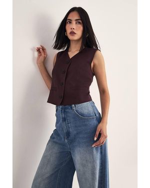 Nasty Gal Tailored Boxy Button Through Waistcoat