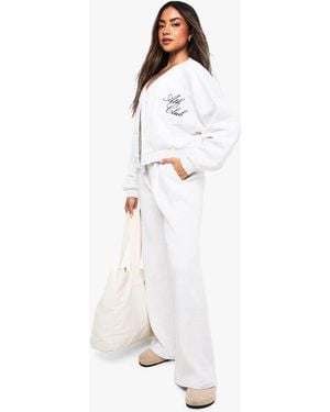Boohoo Button Through Cardigan And Jogger Tracksuit - White
