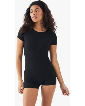 DSGN Studio Ultra Sculpt Short Sleeve Unitard Romper - Black