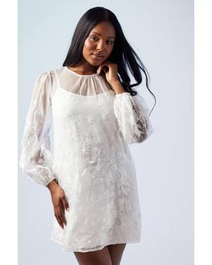 Coast Embroidered Organza Mini Wedding Dress - White