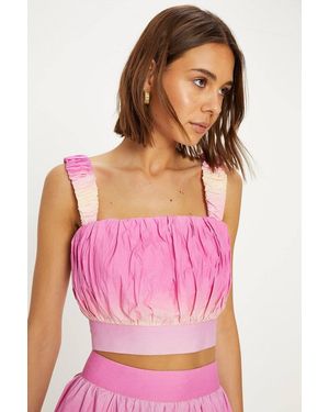 Oasis Tie Dye Ruched Strappy Top - Pink