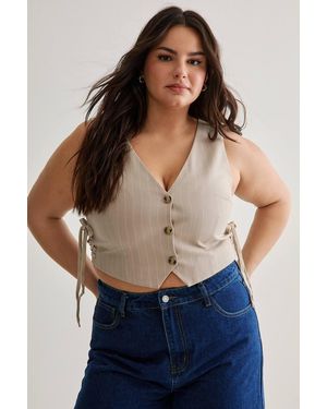 Nasty Gal Plus Tailored Pinstripe Tie Side Tank - Blue