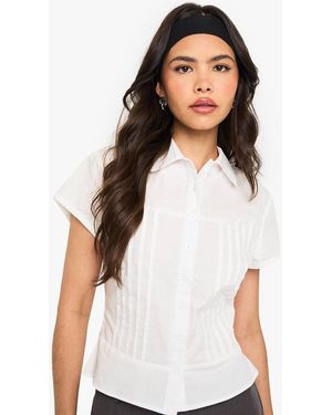 Boohoo Pleated Seam Detail Peplum Blouse - White
