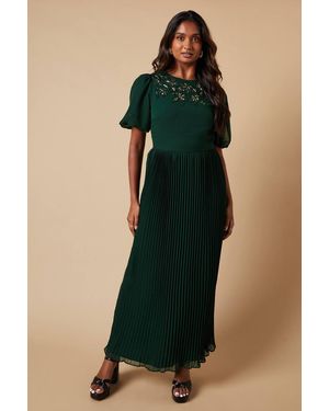Oasis Occasion Embellished Pleated Maxi Dress - Blue