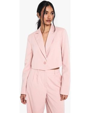 Boohoo Tailored Woven Occasion Crop Blazer - Pink