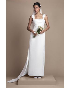 Coast Satin And Ponte Column Wedding Dress - Brown