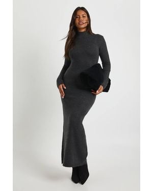 Boohoo Super Soft High Neck Knitted Maxi Dress - Black