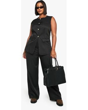 Boohoo Plus Tailored Slim Leg Trouser - Black