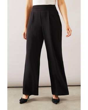 Wallis Pleat Waistband Wide Leg Trouser - Black