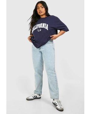 Boohoo Plus Light Acid Wash Mom Jeans - Blue
