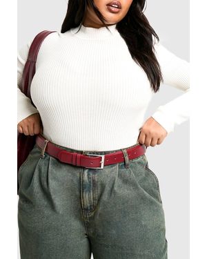 Boohoo Plus Cherry Chunky Buckle Waist Belt - Gray