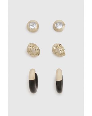 Boohoo Statement Stud Earrings 3 Pack - Blanco