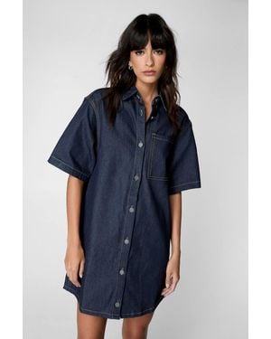 Nasty Gal Denim Shirt Dress - Blue