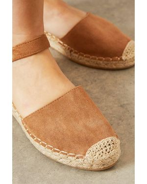 Wallis Sylrienne Faux Suede Closed Toe Espadrille Flat Shoes - Brown