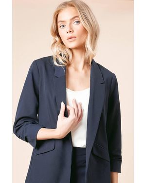 Dorothy Perkins Ruched Sleeve Blazer - Blue