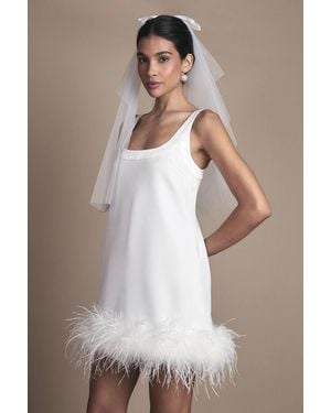 Coast Feather Hem Mini Wedding Dress - White