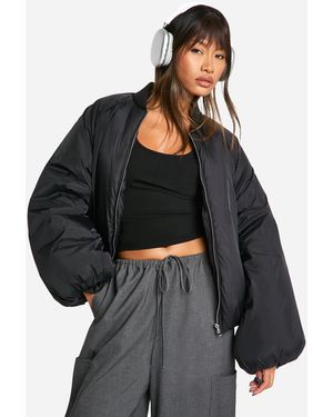 Boohoo Raglan Sleeve Puffer Jacket - Black