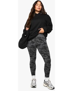 Boohoo Plus Active Camo Seamless Gym Leggings - Black