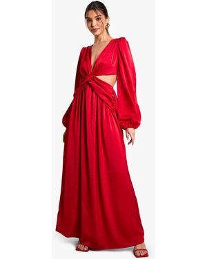 Boohoo Textured Split Cut Out Maxi Dress in Black | Lyst