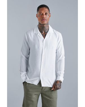 BoohooMAN Long Sleeve Revere Textured Shirt - Grey