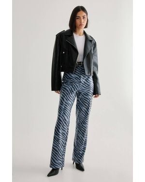 Nasty Gal Zebra Faux Leather Pant - Blue
