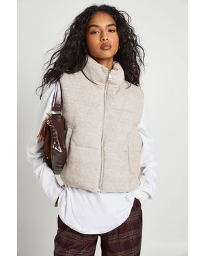 Boohoo Textured Puffer Gilet - Blanco