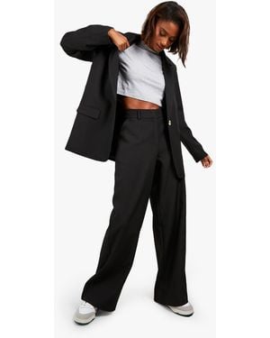 Boohoo Straight Leg Relaxed Fit Tailored Pants - Black