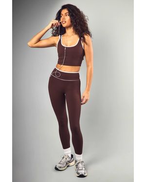 DSGN Studio Sports Ultra Sculpt Contrast Piping High Waist Legging - Natural