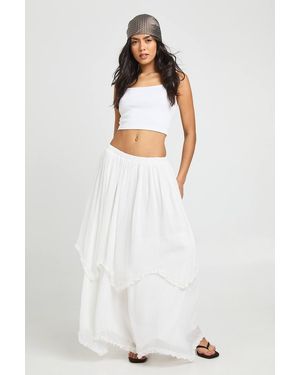 Boohoo Chiffon Tiered Ruffle Trim Maxi Skirt - White
