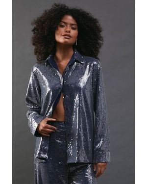 Warehouse Sequin Oversized Shirt - Gray