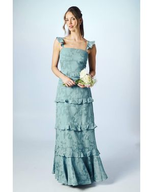 Oasis Rose Georgette Square Neck Bridesmaid Dress - Blue
