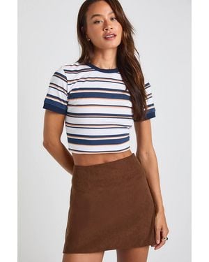 Boohoo Tall Cord Mini A-Line Skirt - Brown