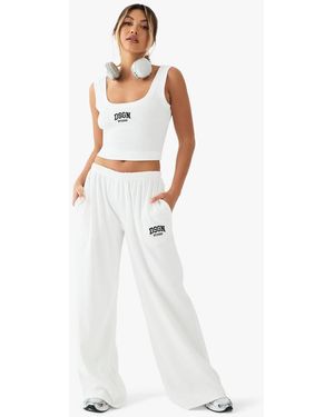 DSGN Studio Dsgn Studio Embroidered Rib Mid Waist Trouser - White
