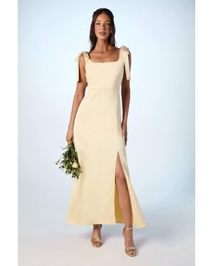 Oasis Satin Tie Shoulder Midi Bridesmaids Dress - Blue