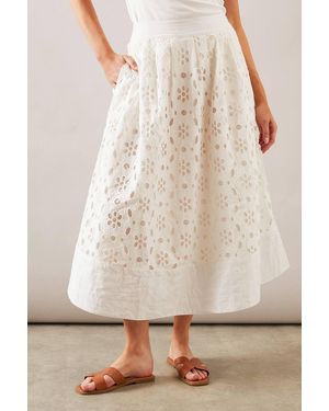 Wallis Broderie Midaxi Skirt - White