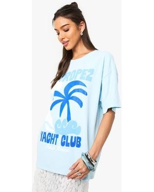Boohoo St Tropez Yacht Club Printed T-Shirt - Blue