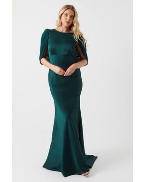 Coast Chiffon Cowl Back Satin Bridesmaid Dress - Green