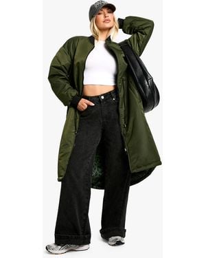 Boohoo Reversible Longline Leopard Parka - Green