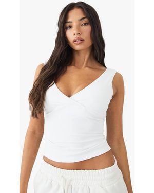 DSGN Studio Ultra Sculpt Wrap Front Padded Tank Top - White