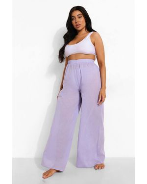 Boohoo Plus Cotton Beach Pants - Purple