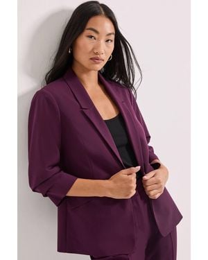 Dorothy Perkins Petite Ruched Sleeve Blazer - Purple