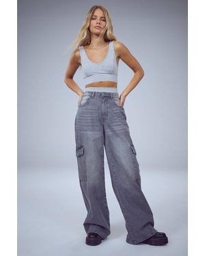 Boohoo The Wide Leg Cargo Jean - Blue