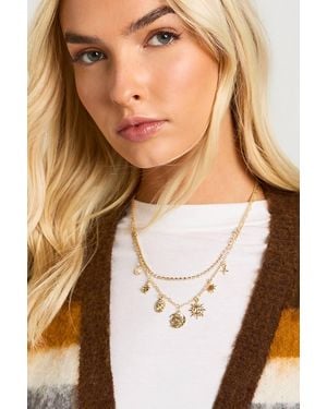 Boohoo Celestial Charm Layered Necklace - Natural