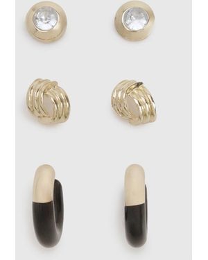 Boohoo Statement Stud Earrings 3 Pack - White