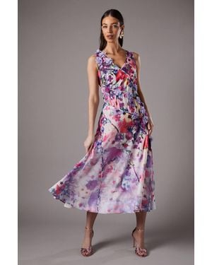 Coast 3D Flower Sleeveless Midi Dress - Purple